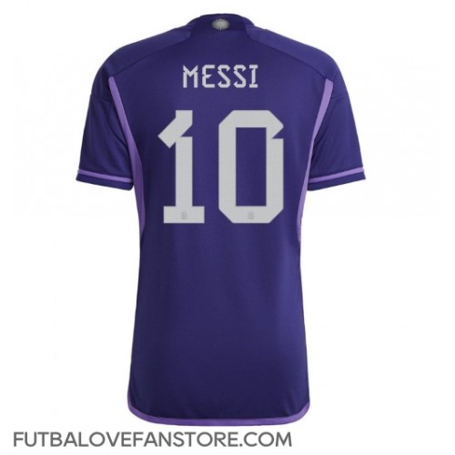 Argentína Lionel Messi #10 Vonkajší futbalový dres MS 2022 Krátky Rukáv